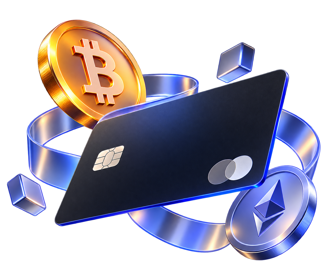 Crypto card with Bitcoin and Ethereum symbols
